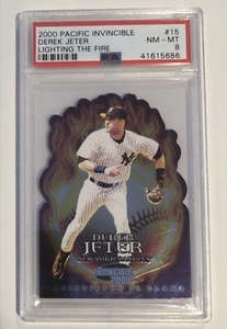 Derek Jeter 2000 Pac Invincible Lighting the Fire #15 PSA 8 Pop 3 Only 9 higher! - Picture 1 of 2