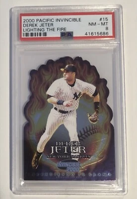 Derek Jeter 2000 Pac Invincible Lighting the Fire #15 PSA 8 Pop 3 ¡Solo 9 superior! Foto 1 de 2