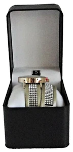 Wrist Watch Women's Gold Band Bracelet Clear Rhinestones Quartz Analog Rumours - Picture 1 of 8