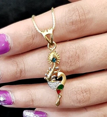 Pingente deslumbrante de ouro 22K CZ com esmalte pingente de ouro fino sem corrente - Imagem 1 de 4