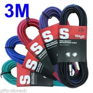 Stagg 3M XLR Coloured Male-Female Microphone Lead & Audio Signal DJ Cables - Picture 1 of 6