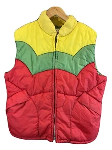 Gilet Vintage Weather Watcher Retro Puffy Rosso/Verde/Giallo XL made in Korea - Foto 1 di 12