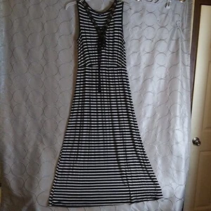 Espresso Womens Maxie Dress Size XL Black White Stripes Summer Long dress - Picture 1 of 8
