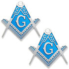 2X Blue Silver Masonic Metal Emblem Fender 3D Badge Nameplate Sticker Universal