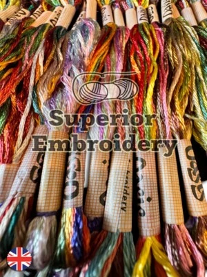 25 Variegated Coloured Skeins Large Hand Embroidery Thread skein Art Silk/Rayon - Image 1 of 4