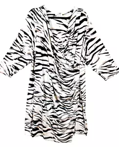 Calvin Klein Damen Faux Wickel Jersey Kleid 2X Stretch V-Ausschnitt Karriere Büro Zebra - Bild 1 von 11