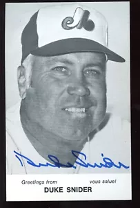 1970's Montreal Expos Base Team Issued Postcard Duke Snider Autographed EXMT+ - Picture 1 of 2