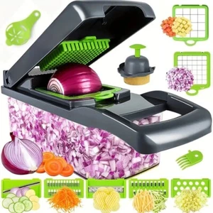 14pcs/set Vegetable Chopper, Multi-functional Fruit Slicer, Manual Food Grinder - Picture 1 of 7