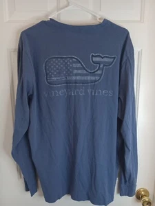 Vineyard Vines Herren Ton Flagge Füllung Wal Tasche blau Langarm Large - Bild 1 von 17