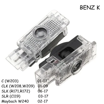 ✅✅  LED SOTTOPORTA SOTTO PORTA LOGO MERCEDES CLASSE C CLK SLK SLR - Immagine 1 di 3