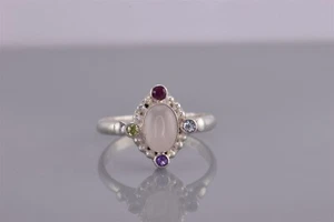 Sterling Silver Oval Quartz Topaz Amethyst Peridot Garnet Band Ring 925 Sz: 6 - Picture 1 of 8