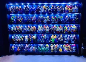 Figurine Display Case w LED lights Wall Mounting Sliding Doors suits Lego Figure - Picture 1 of 5