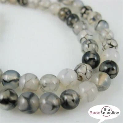 25 PREMIUM QUALITY 8mm DRAGON VEIN AGATE GEMSTONE BEADS GS6 - Image 1 of 2