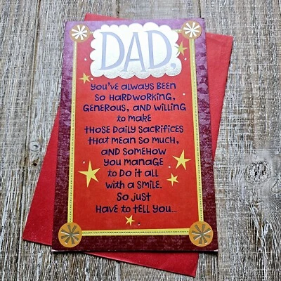 Tarjeta de cumpleaños American Greetings para papá estrellas rojas plateadas You Da Man Foto 1 de 4