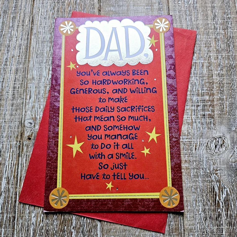 Tarjeta de cumpleaños American Greetings para papá estrellas rojas plateadas You Da Man Foto 1 de 4