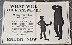 "Father, What Did You Do" genuine WW1 Army recruiting poster - Photo 1/4