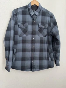 Chaqueta Camisa Kuhl Joyrydr Para Hombres L Azul Franela Sherpa Forrada Snap Shacket - Imagen 1 de 10