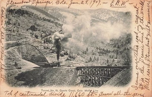 Postal LP32 Tunnel 15 Quartz Creek CO Moffat Line RR Colorado 1907 - Imagen 1 de 2