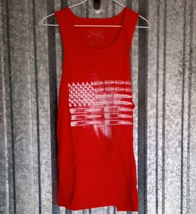 Camiseta sin mangas estilo Grunt para hombre M roja sin mangas camiseta balas bandera americana nueva - Imagen 1 de 9