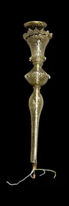 Vintage Murano Art Glas Kronleuchter Sockel goldfarben Bernstein - Bild 1 von 6