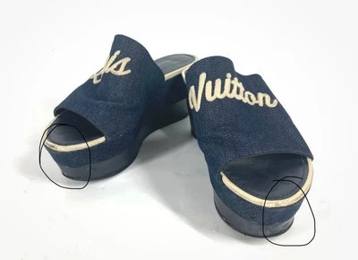 Sandalias de cuña Louis Vuitton Sail Away para mujer azul marino blanco IT 39/9 Foto 1 de 4