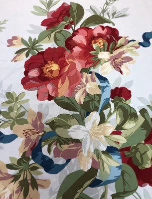 1.6 Yards Schumacher Ellesmere Ribbon Floral in Ivory 173810 - Image 1 of 4