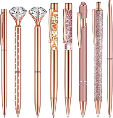 Taicols Rose Gold Ballpoint Pen Set, 8 pcs Metal Pens, Liquid 8  - image 1 of 4