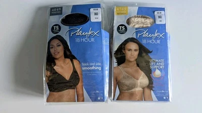 Lot Of 2 Playtex 18 Hour Wirefree Bras Bra #4049 & #4745 Black & Nude Brand New! - Image 1 of 3