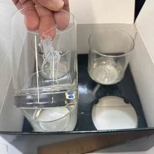 Polo Ralph Lauren Etched Set Four Polo Pony Cocktail Lowball Glasses Vintage - Picture 1 of 9