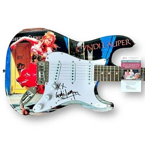 Cyndi Lauper signierte Gitarre maßgefertigte 1/1 Grafik JSA COA Girls Just Wanna Have Fun - Bild 1 von 3
