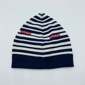 Gucci Kid's Blue/White Stripe Wool Beanie Hat w/Red Script Logo L 660617 4178 - Picture 1 of 6