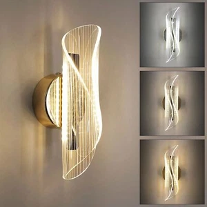 LED Wall Light Creativ Indoor Wall Lamp 12W Gold 3Colors Arcylic Scones Bedroom - Picture 1 of 12