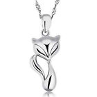 Silver Plated 925 Solid Fox Cat Shaped Animal Elegant Cat Pendant &amp; Necklace