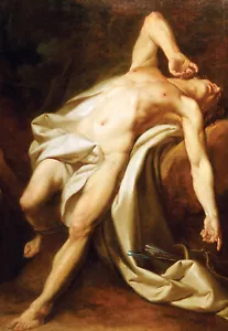 Nicolas-Guy Brene "Saint Sebastian" old master chest Brown Artwork Fine Art - Picture 1 of 4