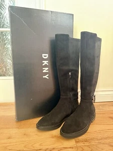 Worn once DKNY Lena Suede Knee High Flat heel Boots Shoe Size UK 4.5 - Picture 1 of 7