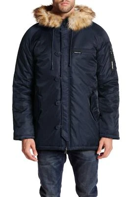 MEMBERS ONLY Men's Navy Military Hooded Long Parka Sz XL $215 NEW - Image 1 of 3