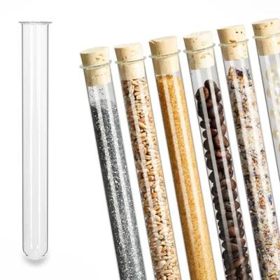 Tuuters 100 x Reagenzgläser mit Bördelrand und Natur-Korken ☆ STARKwandig ☆