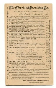 Cleveland Ohio Postal Reply Card 1882 Cleveland Provision Co. Pork Hams Bacon + - Bild 1 von 2