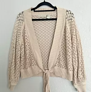 Lord & Taylor Seide & Baumwolle Häkel Cardigan vorne zum Binden Pullover Größe Large - Bild 1 von 10