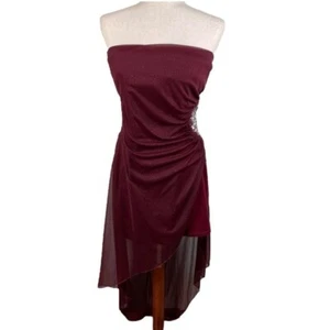 Vintage 90s Y2K Deb Strapless High Low Hem Sparkly Chiffon Dress Sequins Fairy - Bild 1 von 16