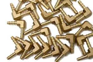 90 Deg Elbow Brass Barb Fitting 3/16-Inch x3/16 Hose ID Air/Water/Fuel/Oil/In... - Picture 1 of 1