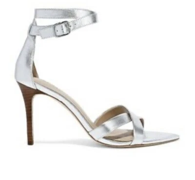 New Halston Heritage Lillian Metallic Silver Ankle Strap Sandal Size 6 - Image 1 of 4