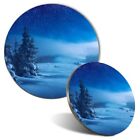 Mouse Mat & Coaster Set - Snowy Winter Forest Milky Way Christmas  #46320