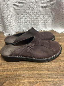 Clark’s Brown Suede Sz 10 Women’s Shoes Comfort Open Heel Slip On - Picture 1 of 6