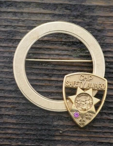 Vtg. 12k Gold Filled Eureka California Highway Patrol Safety Award Pin / Brooch - Picture 1 of 8