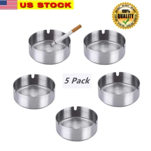 5 Pack Stainless Steel Cigarette Ashtray Ash Holder for Home,Hotel,Restaurant - Picture 1 of 7
