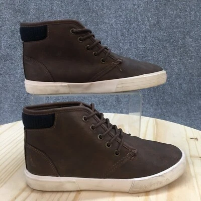 Nautica Shoes Youth 3 Breakwater High Top Sneakers Brown Faux Leather Lace Up - Image 1 of 4