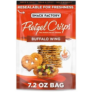 Snack Factory Buffalo Wing Pretzel Crisps, Non-GMO, 7.2 OZ Resealable Bag - Picture 1 of 8