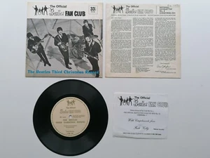 THE BEATLES FAN CLUB FLEXI DISC RECORD 1965 THIRD CHRISTMAS RECORD - Picture 1 of 15