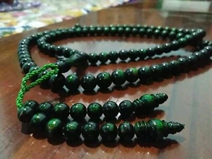 Green Akar Bahar Mala 99 beads 8 mm Indonesia Genuine Meditation Prayer Moslems - Picture 1 of 2